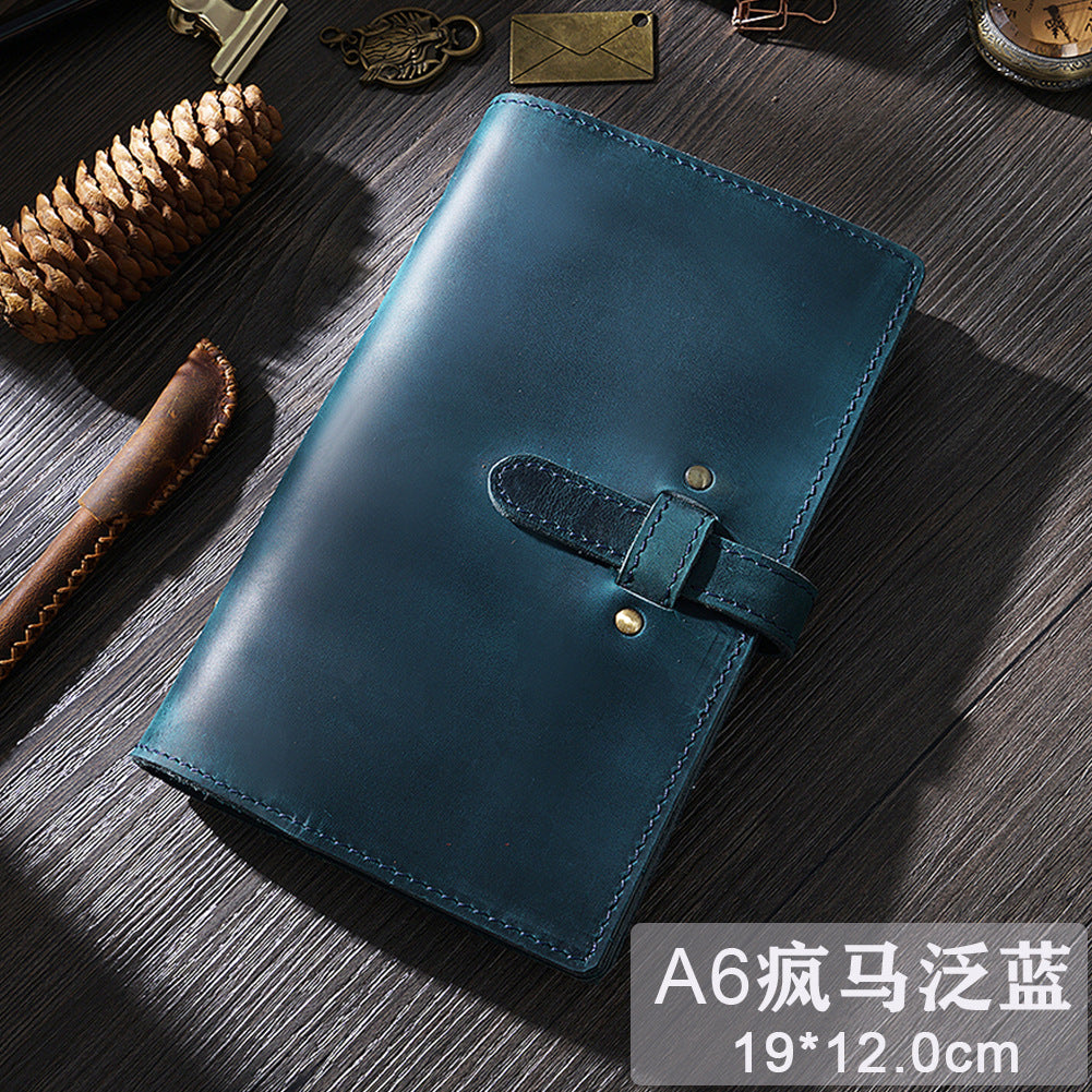 Vintage A5/A6 Sized 6 Ring Binder Leather Portfolio/Journal Book-Portfolios & Padfolios-Brown-A5-Free Shipping Leatheretro