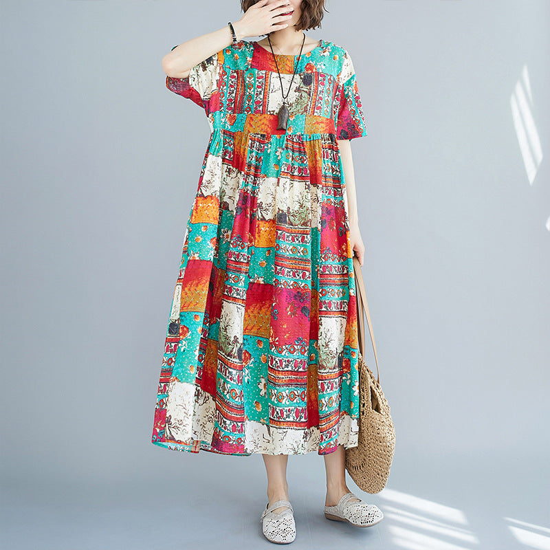 Summer Ethnic Plus Sizes Cozy Long Dresses-Dresses-The same as picture-One Size-Free Shipping Leatheretro