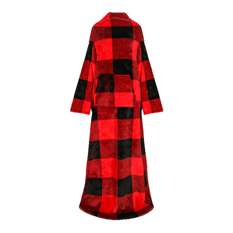 Fashion Fleece Cozy Pullover Long TV Blanket for Lazy People-Blankets-Red Plaid-Free Shipping Leatheretro