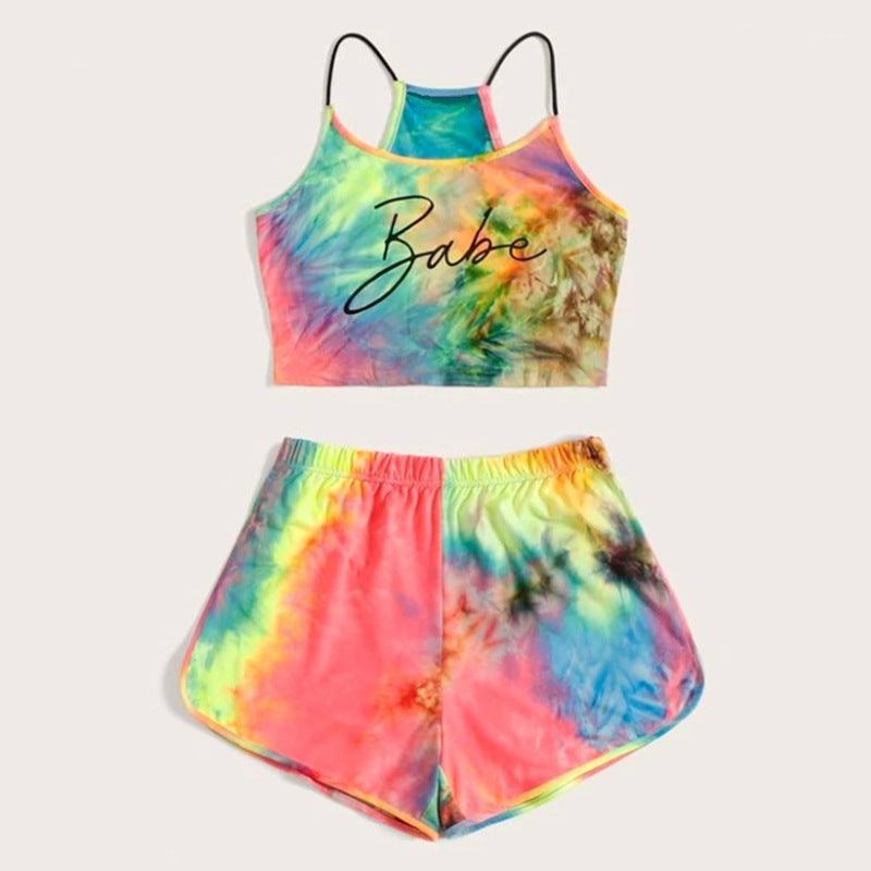 Casual Summer Leatter Crop Tops and Shorts Sets-Suits-Pink-S-Free Shipping Leatheretro