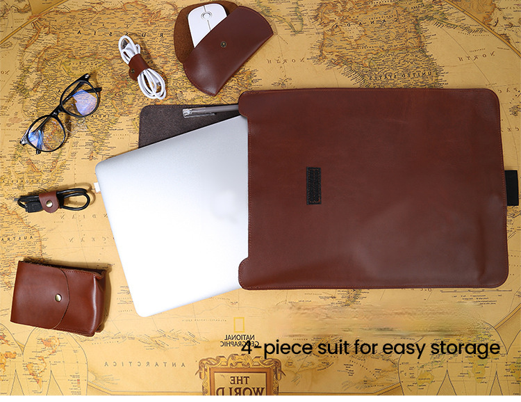 Vintage Multifunctional 13.3 Leather padfolio Laptop Bag J6522-Leather padfolio-Brown-Free Shipping Leatheretro