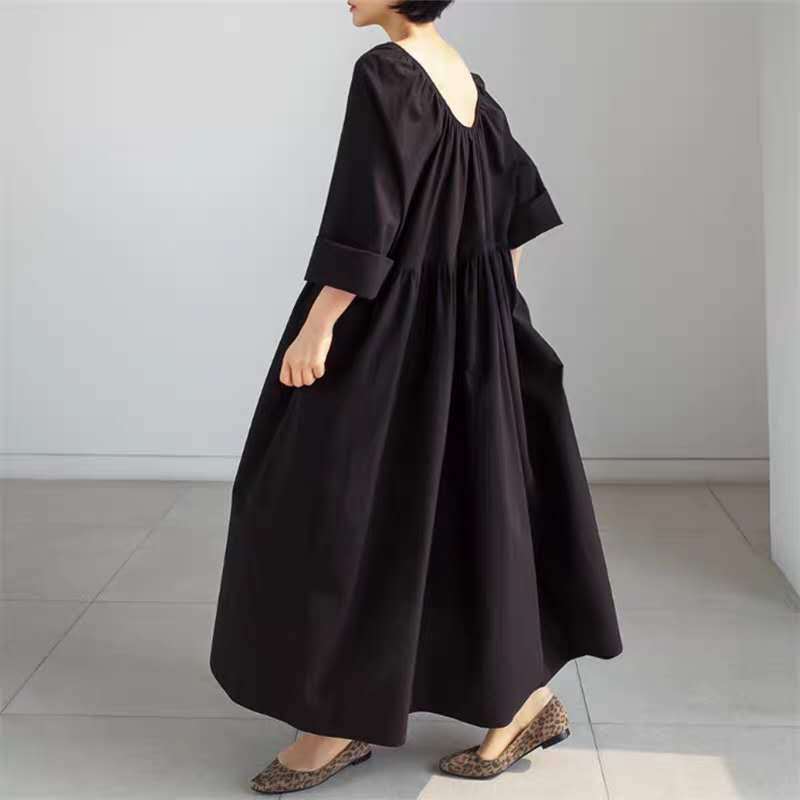 Casual Backless Long Cozy Dresses-Black-S-Free Shipping Leatheretro