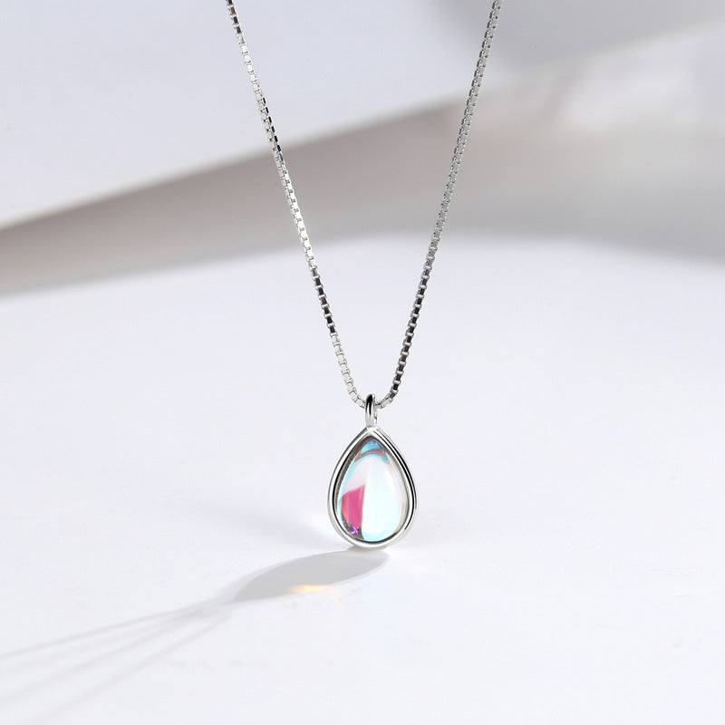 Sterling Sliver Water Drop Pendant Necklace-Necklaces-The same as picture-Free Shipping Leatheretro