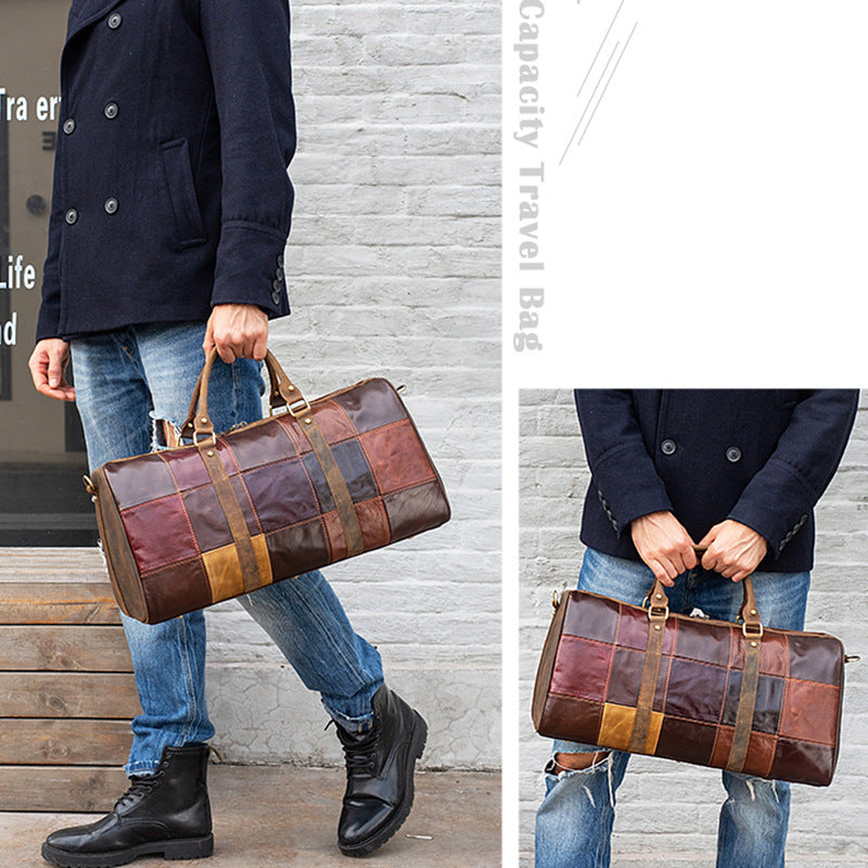 Vintage Large Sotrage Leather Traveling Bag 1096-Leather Duffle Bag-The same as picture-Free Shipping Leatheretro