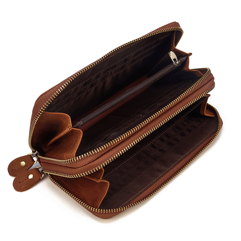 Vintage Double Zipper Big Capacity Leather Wallet 1008-Leather Wallet-1-Free Shipping Leatheretro