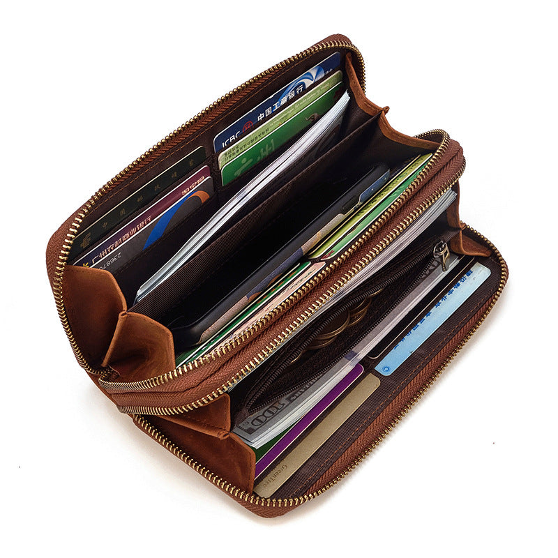 Vintage Double Zipper Big Capacity Leather Wallet 1008-Leather Wallet-1-Free Shipping Leatheretro