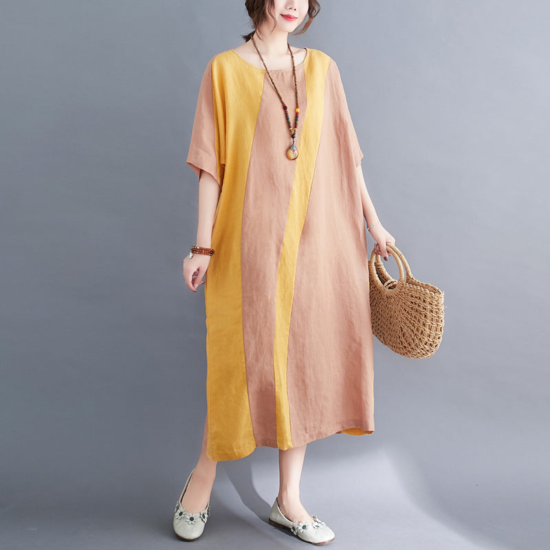 Women Summer Linen Plus Sizes Vintage Dresses-Dresses-Green-XL-Free Shipping Leatheretro