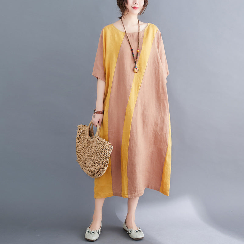 Women Summer Linen Plus Sizes Vintage Dresses-Dresses-Green-XL-Free Shipping Leatheretro