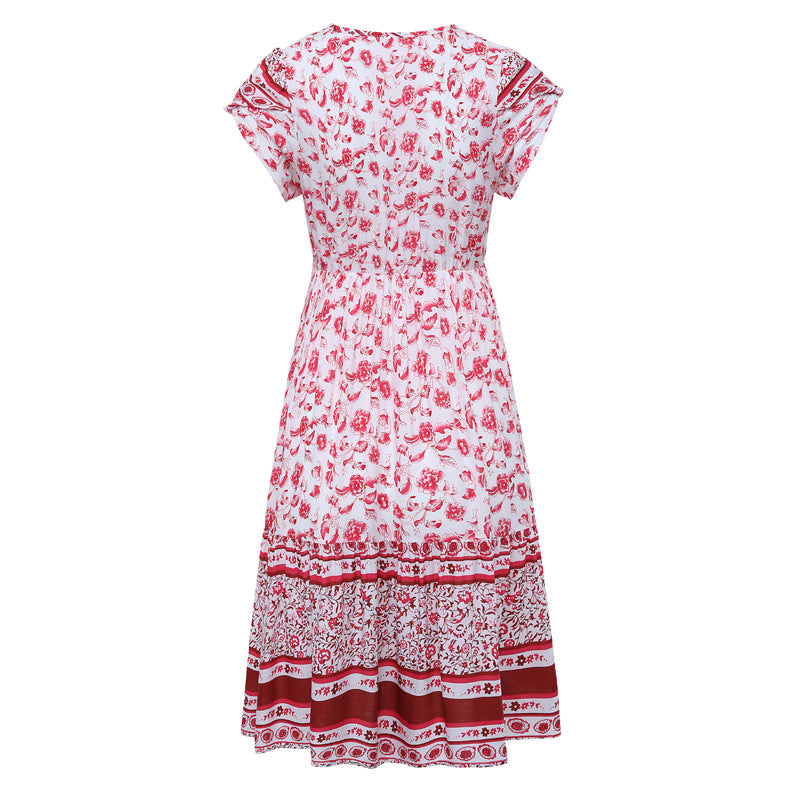 Summer Holiday Women Boho Short Dresses-Dresses-Pink-S-Free Shipping Leatheretro