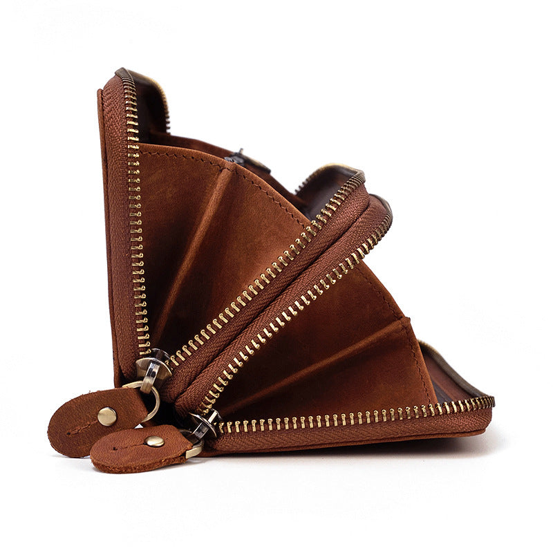 Vintage Double Zipper Big Capacity Leather Wallet 1008-Leather Wallet-1-Free Shipping Leatheretro