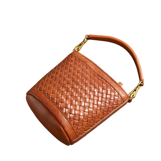 Vintage Handmade Woven Leather Crossbody Handbag 21181-Handbags-Wine Red-Free Shipping Leatheretro