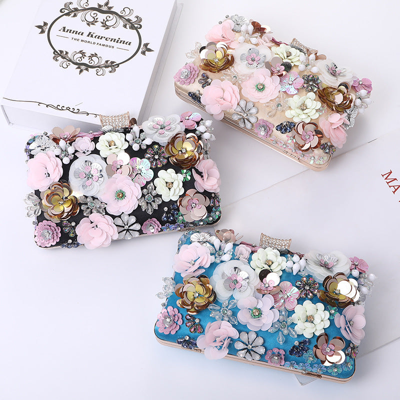 3D Flower Design Bags for Party-Handbags, Wallets & Cases-Black-Free Shipping Leatheretro