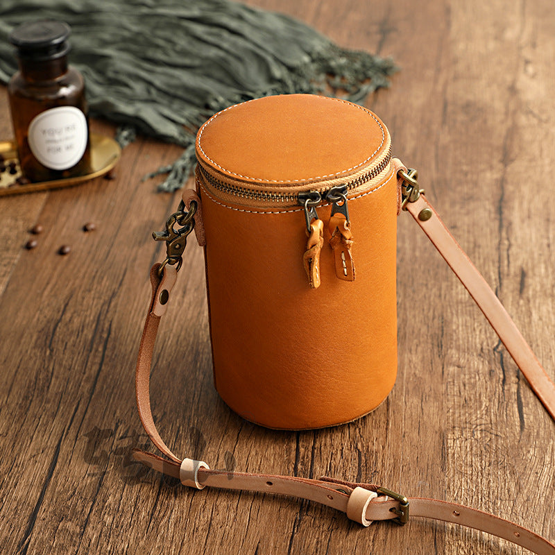 Personality Women Veg Tanned Shoulder Bucket Bag 1011-Leather Bags for Women-Yellow-Free Shipping Leatheretro