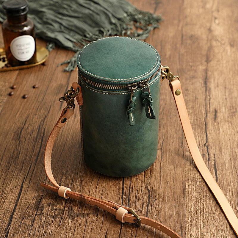 Personality Women Veg Tanned Shoulder Bucket Bag 1011-Leather Bags for Women-Green-Free Shipping Leatheretro