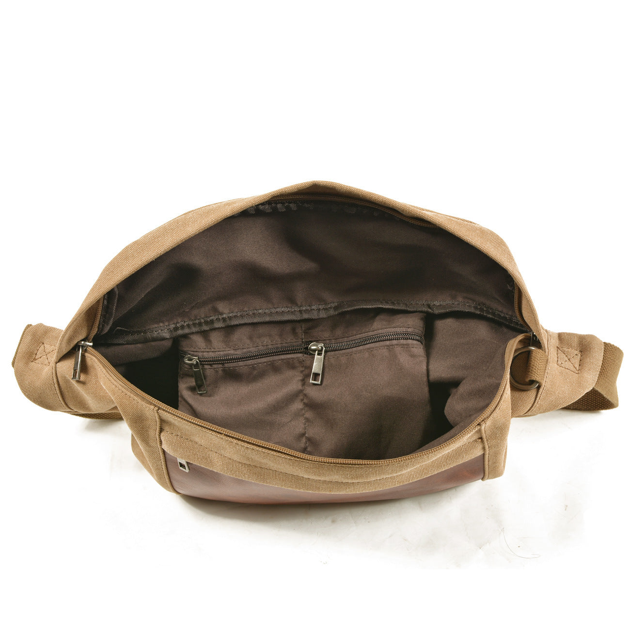 Vintage Leather Canvas Chest Bag for Men-Handbags-Khaki-Free Shipping Leatheretro