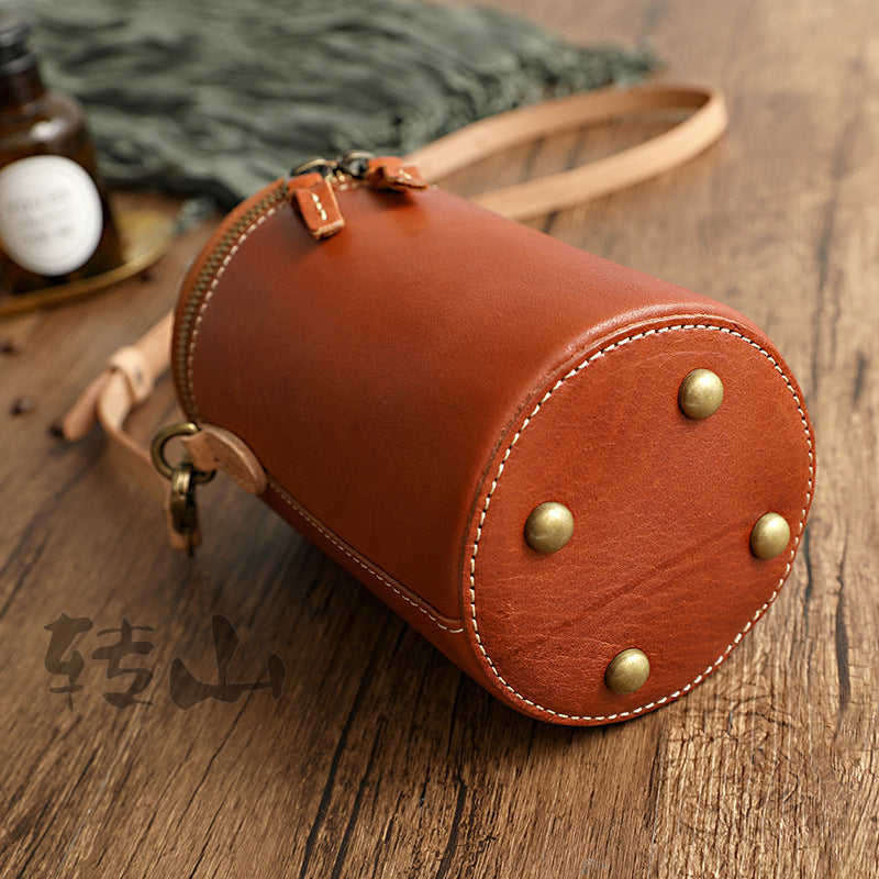 Personality Women Veg Tanned Shoulder Bucket Bag 1011-Leather Bags for Women-Yellow-Free Shipping Leatheretro