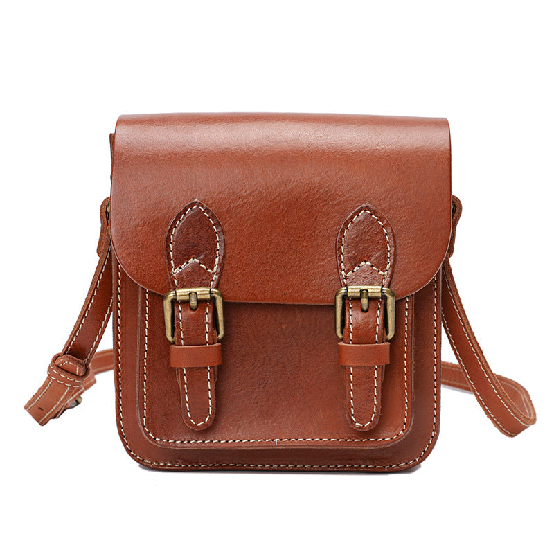 Genuine Vege Tanned Leather Shoulder Bag for Women 21021-Handbags-Black-Free Shipping Leatheretro