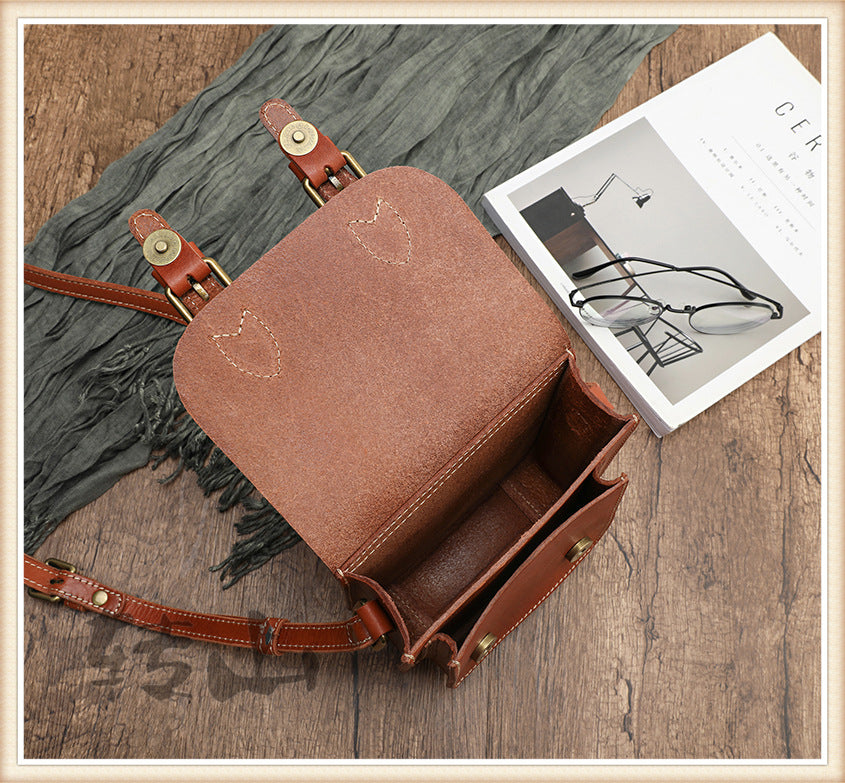 Genuine Vege Tanned Leather Shoulder Bag for Women 21021-Handbags-Black-Free Shipping Leatheretro