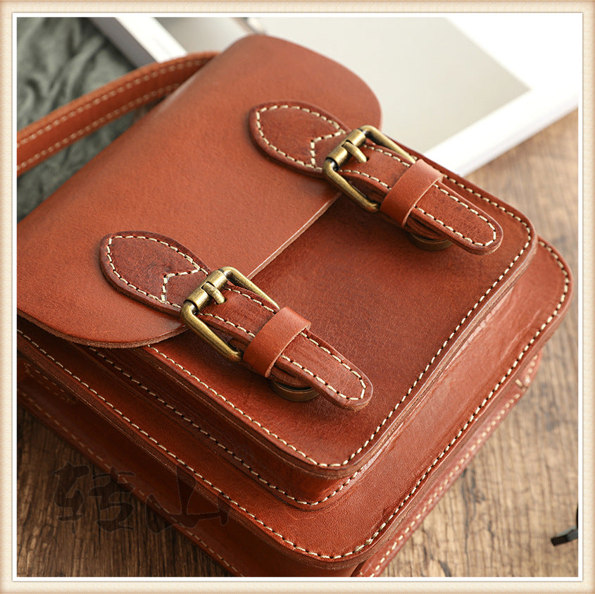 Genuine Vege Tanned Leather Shoulder Bag for Women 21021-Handbags-Black-Free Shipping Leatheretro