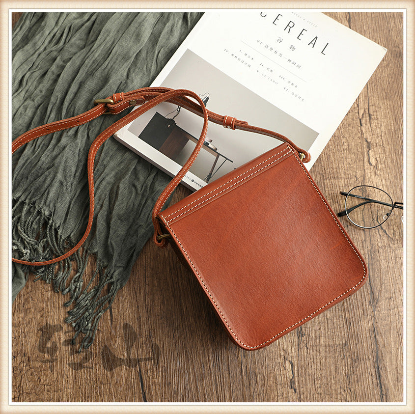 Genuine Vege Tanned Leather Shoulder Bag for Women 21021-Handbags-Black-Free Shipping Leatheretro