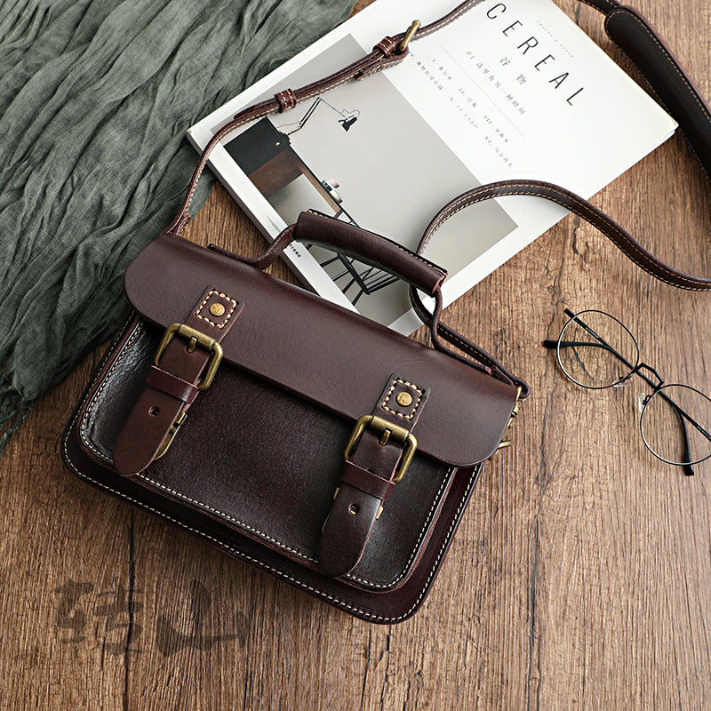 Handmade Vegetable Tanned Cambridge Leather Satchel 2025-Leather Women Bags-Red-Free Shipping Leatheretro