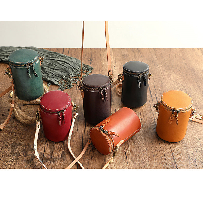 Personality Women Veg Tanned Shoulder Bucket Bag 1011-Leather Bags for Women-Yellow-Free Shipping Leatheretro