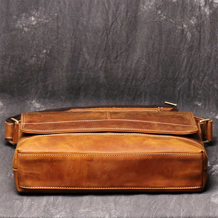 Vintage Crazy Horse Men Leather Bags L1002-Leather bags for men-Brown-Free Shipping Leatheretro