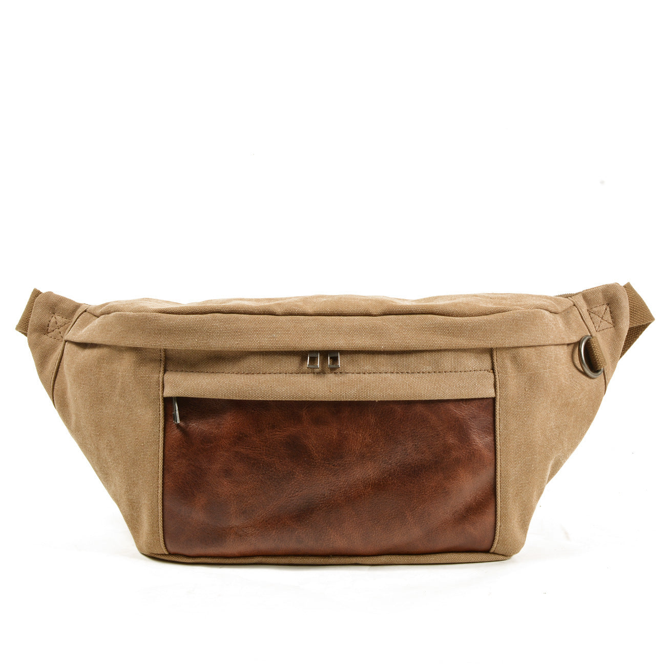 Vintage Leather Canvas Chest Bag for Men-Handbags-Khaki-Free Shipping Leatheretro