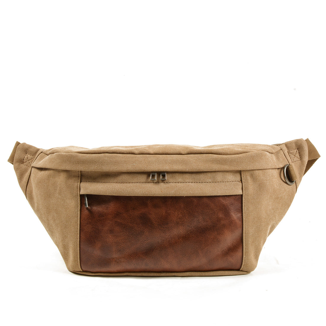 Vintage Leather Canvas Chest Bag for Men-Handbags-Khaki-Free Shipping Leatheretro