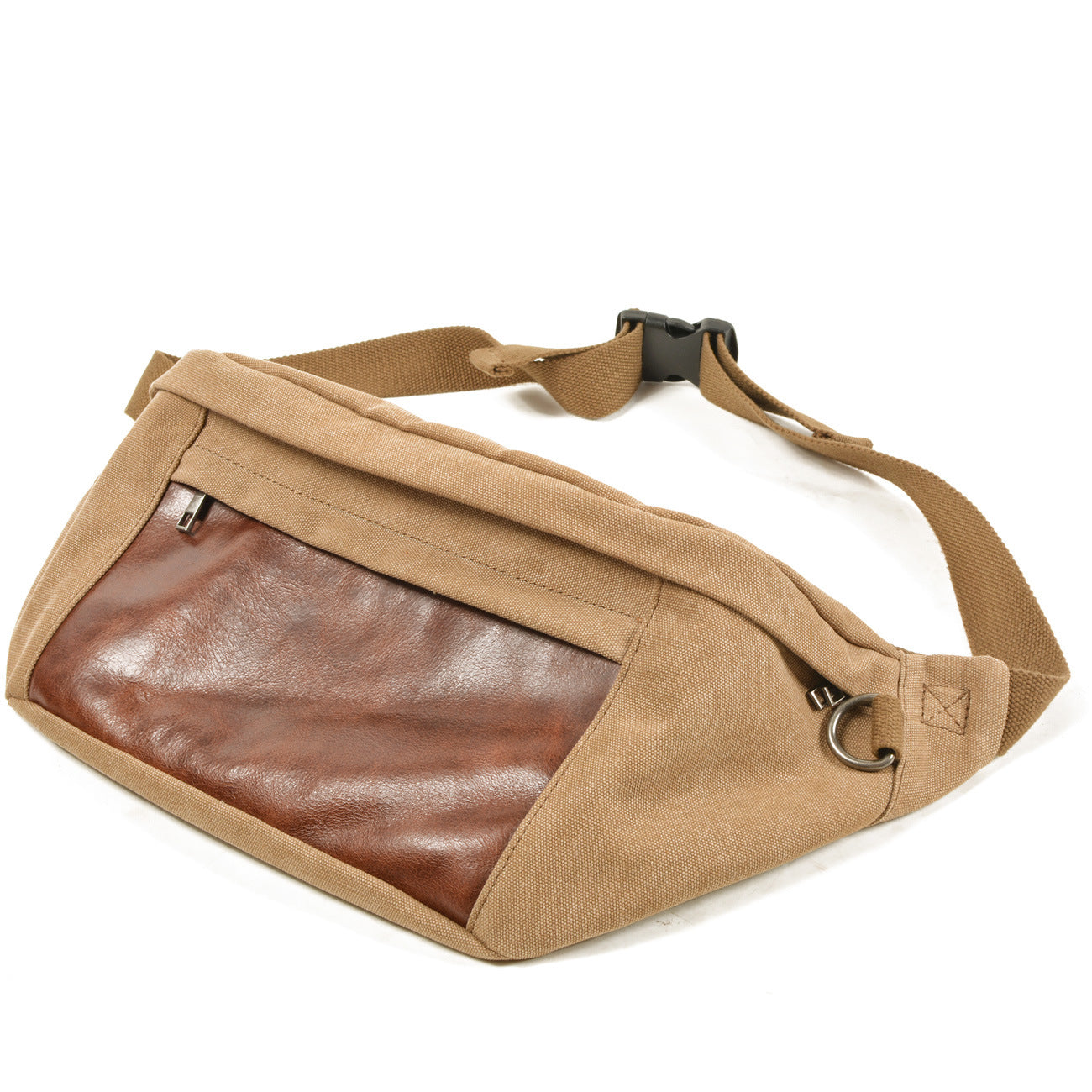 Vintage Leather Canvas Chest Bag for Men-Handbags-Khaki-Free Shipping Leatheretro