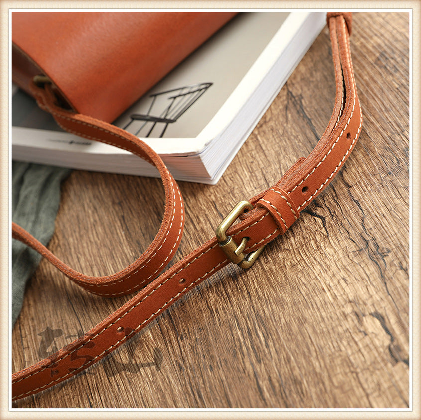Genuine Vege Tanned Leather Shoulder Bag for Women 21021-Handbags-Black-Free Shipping Leatheretro
