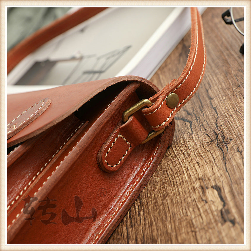 Genuine Vege Tanned Leather Shoulder Bag for Women 21021-Handbags-Black-Free Shipping Leatheretro