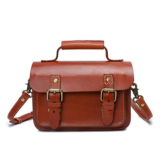 Handmade Vegetable Tanned Cambridge Leather Satchel 2025-Leather Women Bags-Red-Free Shipping Leatheretro
