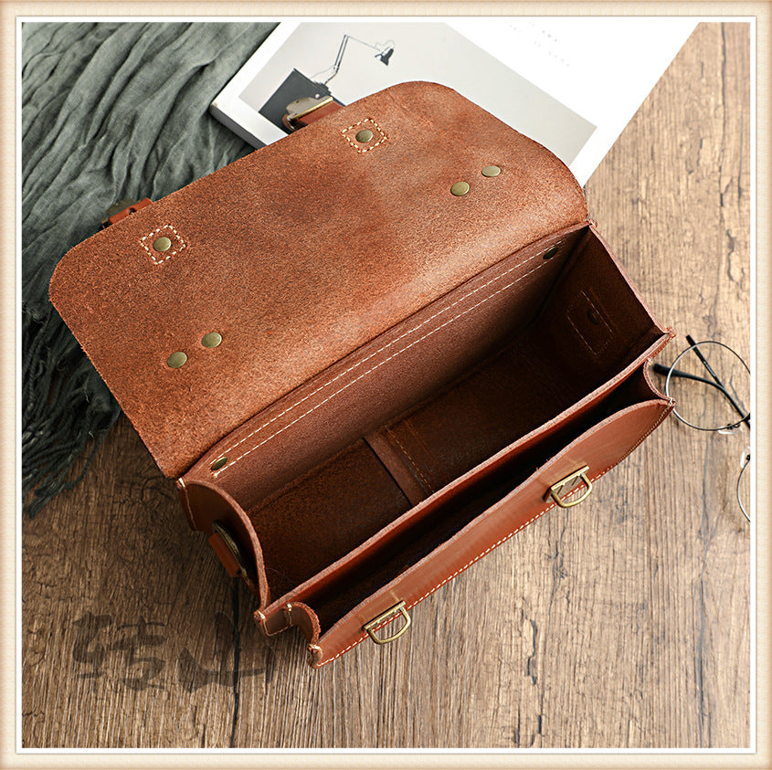 Handmade Vegetable Tanned Cambridge Leather Satchel 2025-Leather Women Bags-Red-Free Shipping Leatheretro