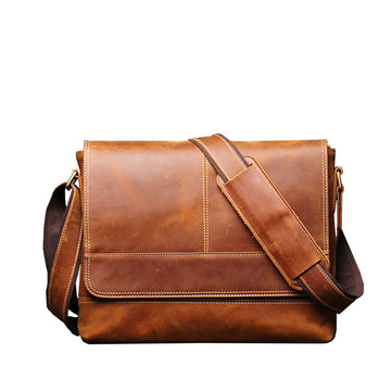 Vintage Crazy Horse Men Leather Bags L1002-Leather bags for men-Brown-Free Shipping Leatheretro