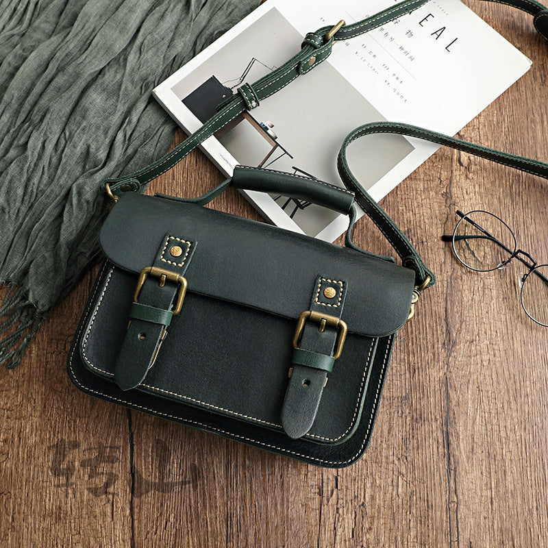 Handmade Vegetable Tanned Cambridge Leather Satchel 2025-Leather Women Bags-Red-Free Shipping Leatheretro