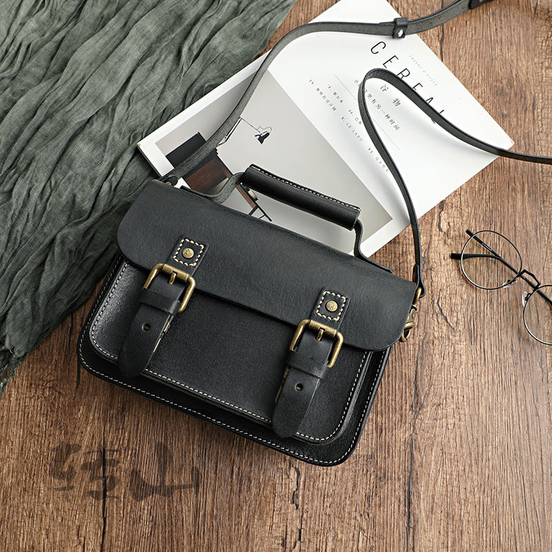 Handmade Vegetable Tanned Cambridge Leather Satchel 2025-Leather Women Bags-Red-Free Shipping Leatheretro