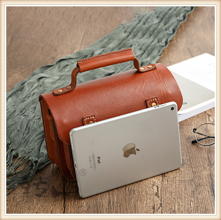 Handmade Vegetable Tanned Cambridge Leather Satchel 2025-Leather Women Bags-Red-Free Shipping Leatheretro