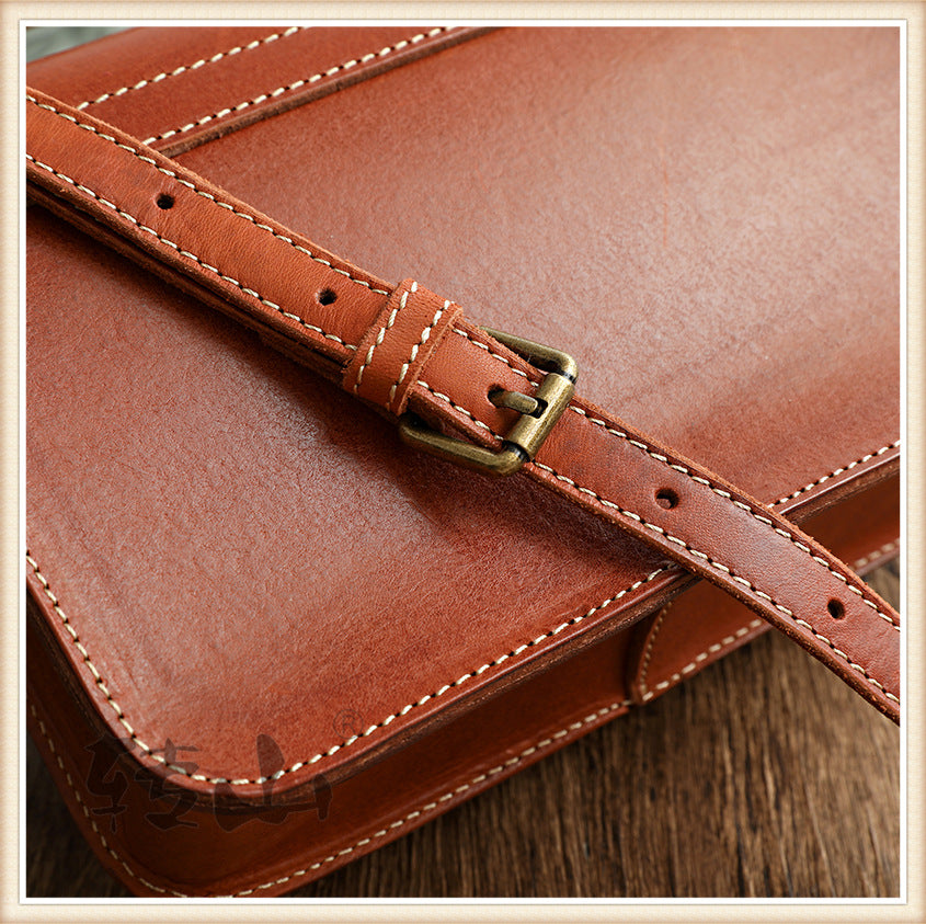 Handmade Vegetable Tanned Cambridge Leather Satchel 2025-Leather Women Bags-Red-Free Shipping Leatheretro