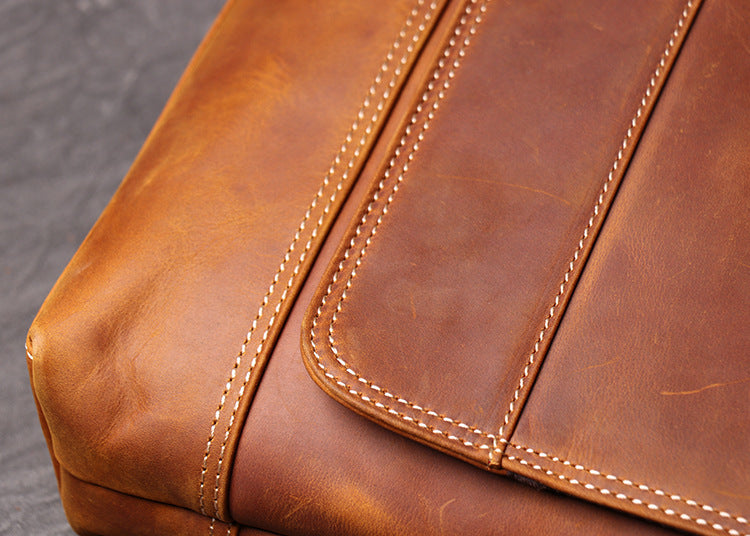 Vintage Crazy Horse Men Leather Bags L1002-Leather bags for men-Brown-Free Shipping Leatheretro