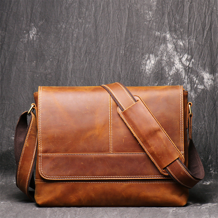 Vintage Crazy Horse Men Leather Bags L1002-Leather bags for men-Brown-Free Shipping Leatheretro