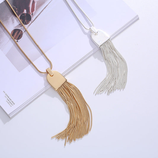 Women Fashion Tassels Long Sweater Chains-Chains-Silver-Free Shipping Leatheretro