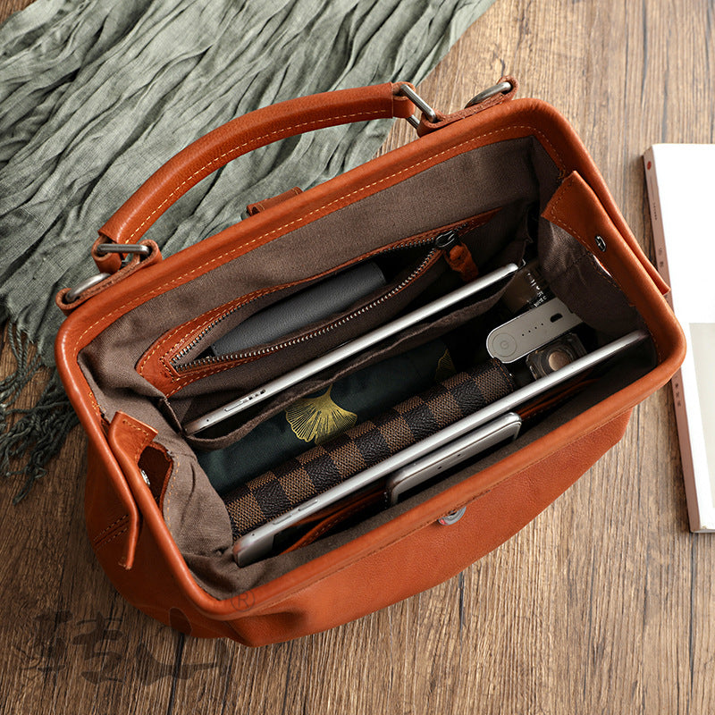 Handmade Vege Tanned Leather Tote Bags for Women 2051-Leather Handbags for Women-Black-Free Shipping Leatheretro