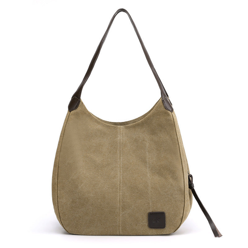 Simple Canvas Handbag for Girls 1317-Handbags-Khaki-Free Shipping Leatheretro