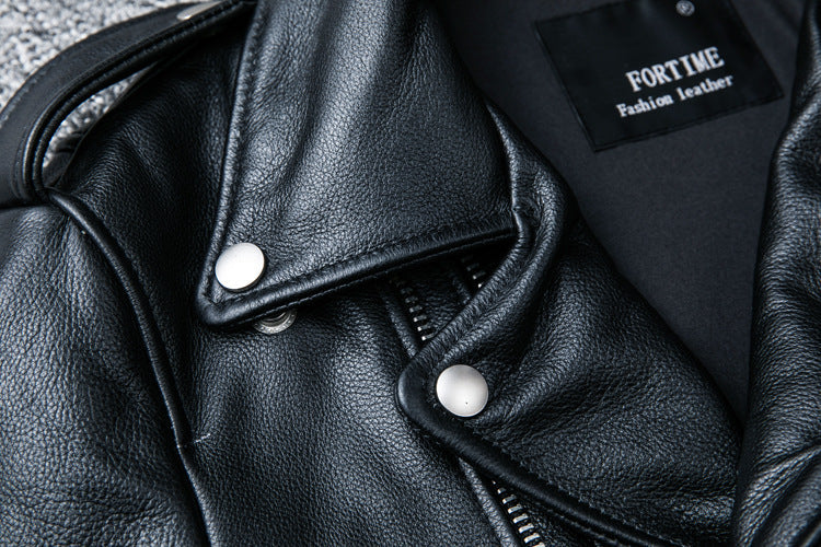 Designed Motorcycle Cowhide Leather Jackets for Men-Coats & Jackets-Black-S-Free Shipping Leatheretro