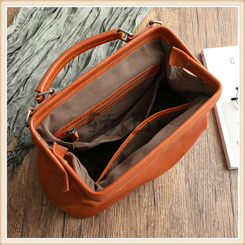 Handmade Vege Tanned Leather Tote Bags for Women 2051-Leather Handbags for Women-Black-Free Shipping Leatheretro