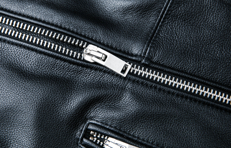 Designed Motorcycle Cowhide Leather Jackets for Men-Coats & Jackets-Black-S-Free Shipping Leatheretro