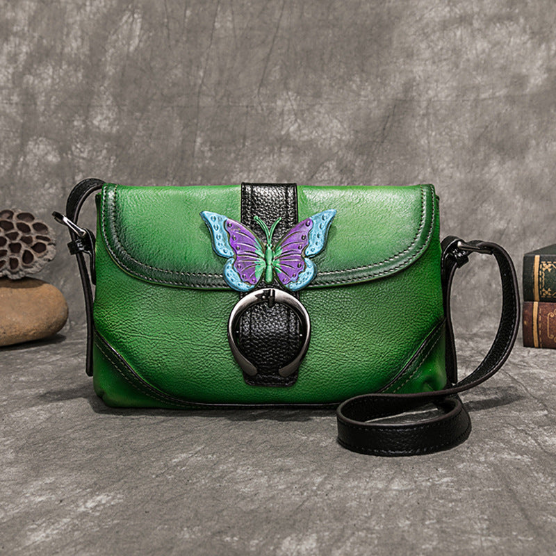 Retro Vege Tanned Leather Women Handbags B241-Handbags, Wallets & Cases-Green-Free Shipping Leatheretro