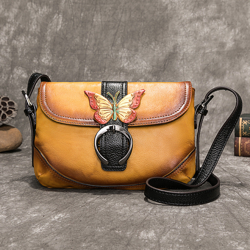 Retro Vege Tanned Leather Women Handbags B241-Handbags, Wallets & Cases-Yellow-Free Shipping Leatheretro