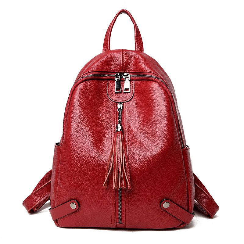 Fashion Leather Traveling Backpack for Women-Wine Red-Free Shipping Leatheretro